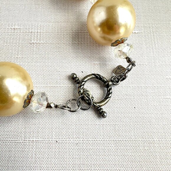 90s Statement Necklace, Chunky Pearls & Crystals - Picture 6 of 10